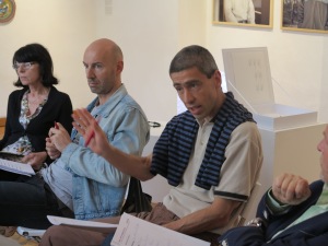 Jurors Zora Rusinová, Igor Spanjol and Gábor Ébli in a heated discussion..., 